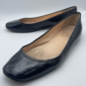 Christian Louboutin Black Patent Leather Ballet Flats - size 37.5